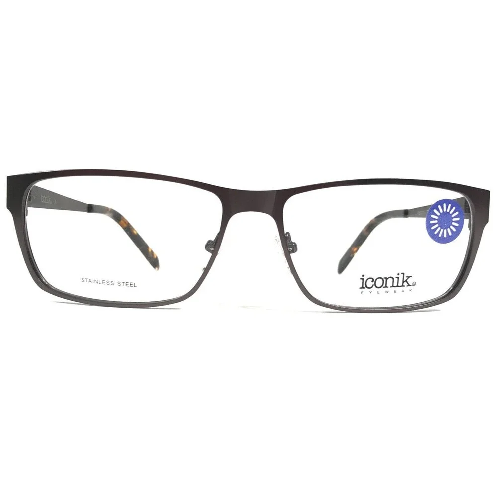 Iconik Eyeglasses Frames Hudson C02 Gunmetal Grey Rectangular Full Rim 57-16-145
